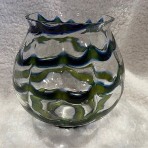 Vintage Czech Art Deco-era glass ball vase, likely by the Kralik glassworks, 30s
